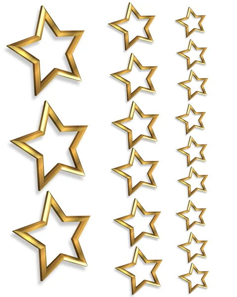 3D Gold estrelas bordas 3 tamanhos — Fotografia de Stock