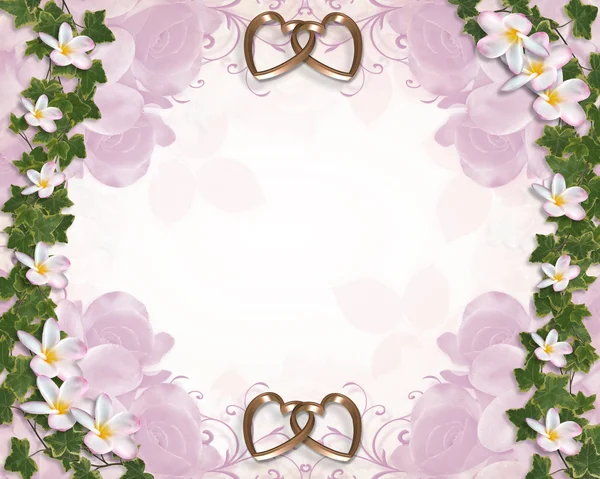 Ivy ve plumeria çiçek düğün kenarlık — Stok fotoğraf