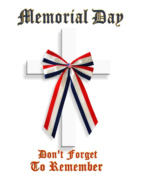 Memorial Day Patriotic Graphic 3D cross — Stock Photo, Image