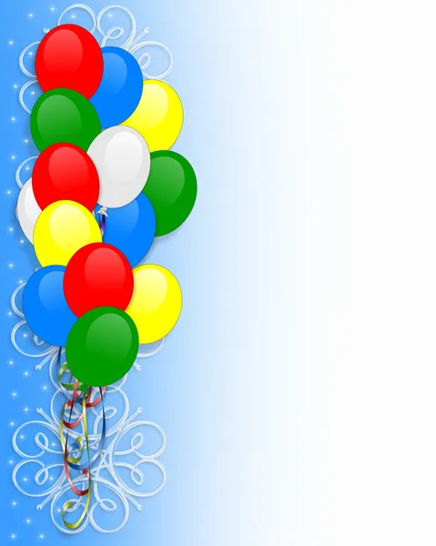 Födelsedag inbjudan ballonger gränsen — Stockfoto