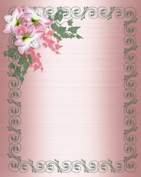 阿玛丽利斯粉红色的花婚礼边框 — 图库照片