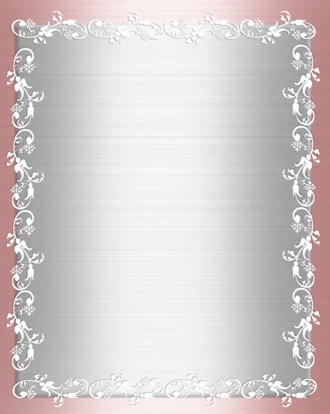 粉红和白色缎面婚纱边框 — 图库照片