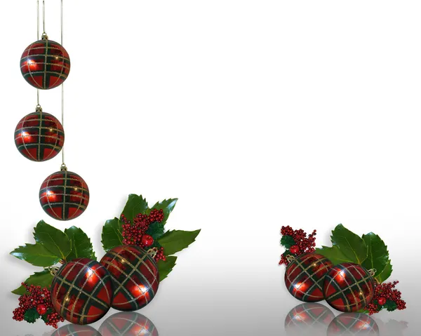 Kerstmis holly en ornamenten grens — Stockfoto