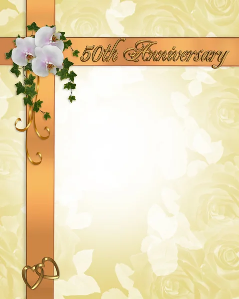 50Th Anniversary invitation orchids — Stock Photo, Image