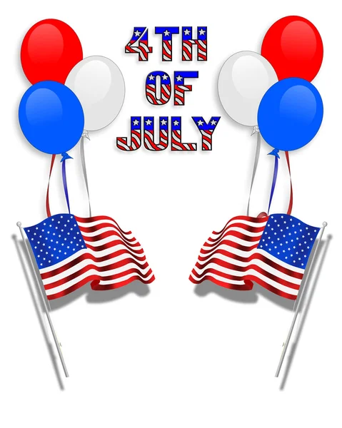 July 4Th background flags balloons — Stock Photo, Image
