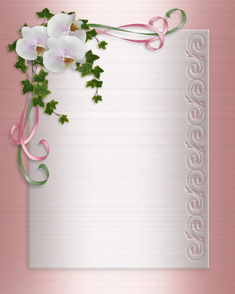 Orkidéer och ivy bröllopsinbjudan — Stockfoto
