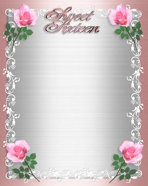 Süße sechzehn Einladung rosa Satin — Stockfoto