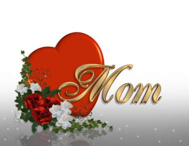 Mothers day card heart 3D graphic clipart
