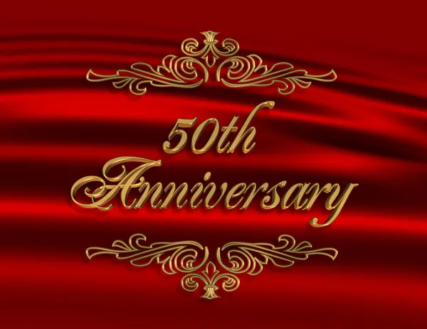 50Th casamento aniversário convite vermelho — Fotografia de Stock