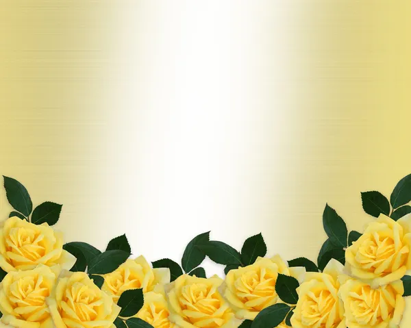 婚礼邀请黄玫瑰边框 — 图库照片