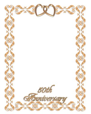 Wedding invitation border gold 50th clipart