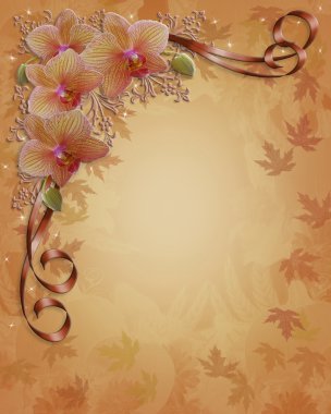 Fall Autumn Orchids Floral Border clipart