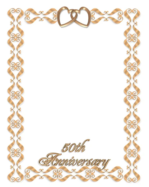 Wedding invitation border gold 50th — Stock Photo, Image