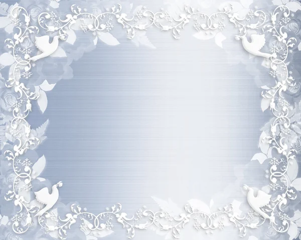 Bruiloft uitnodiging floral grens blauw — Stockfoto