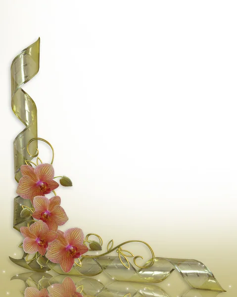 Orchideeën bloemen bruiloft uitnodiging grens — Stockfoto