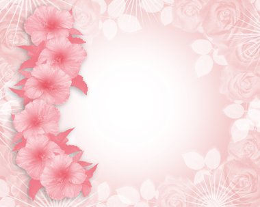 Pink Hibiscus Wedding or Party Invitatio clipart