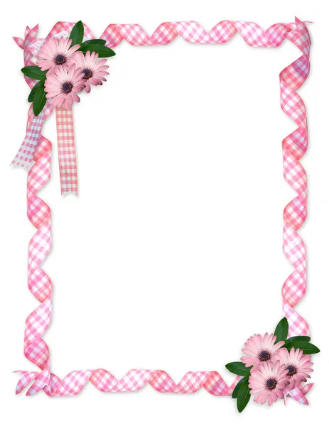 Roze linten daisy grens — Stockfoto