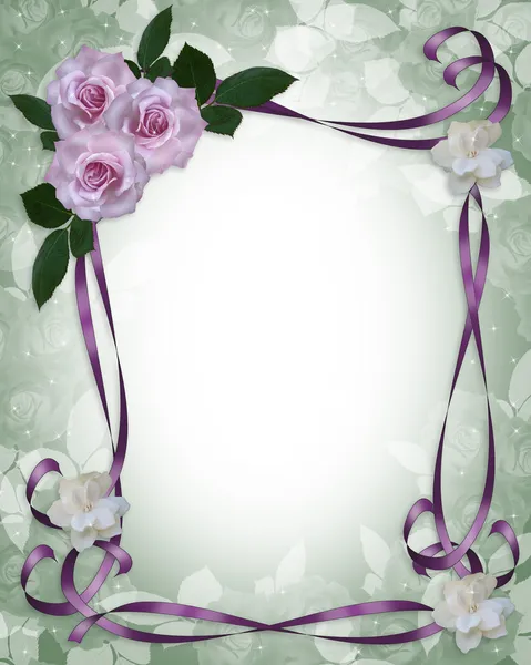Lavendel rozen bruiloft uitnodiging grens — Stockfoto