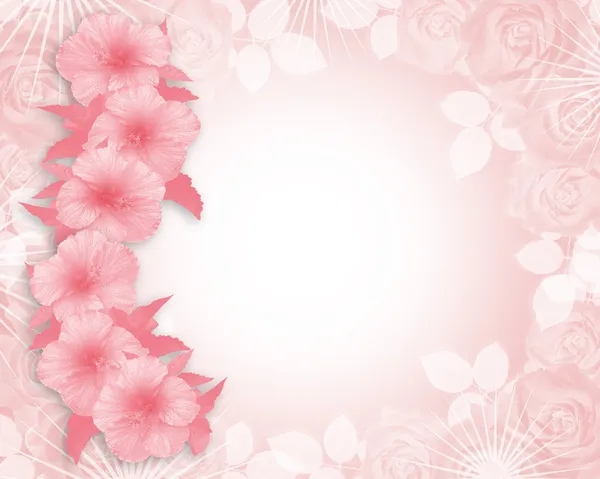 Hibiscus różowy ślub lub strony invitatio — Zdjęcie stockowe