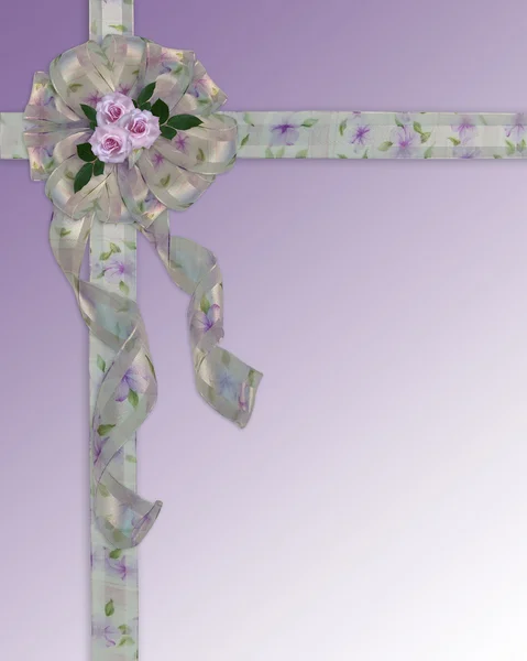 Wedding invitation floral ribbons — Stock Photo, Image