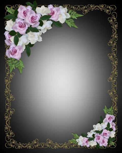 Lavendel rosor bröllop inbjudan gränsen — Stockfoto