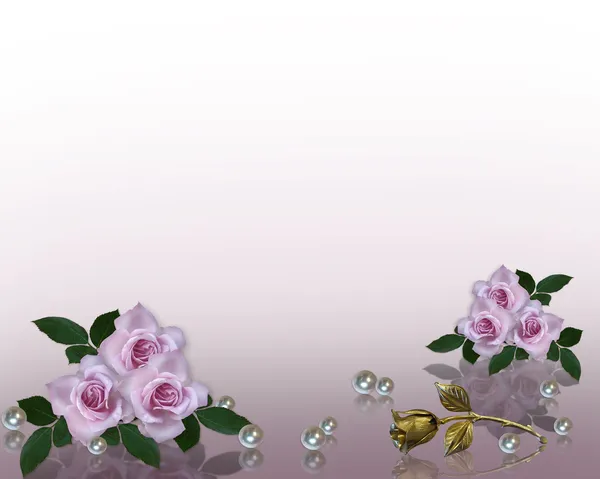 Bruiloft uitnodiging grens lavendel rozen — Stockfoto