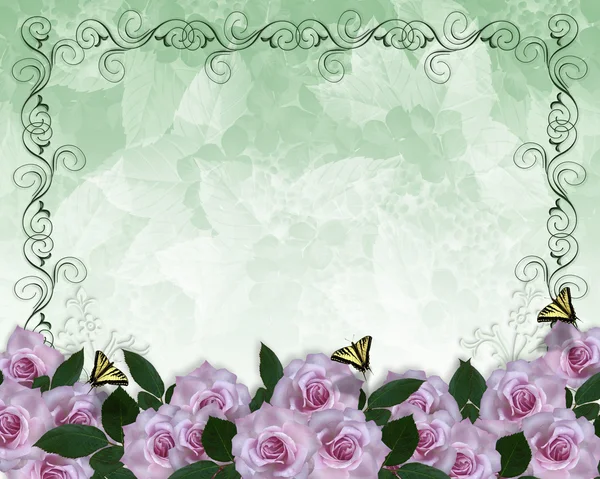 Invitation border Lavender Roses — Stock Photo, Image