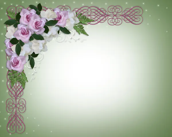 Svatební pozvání růže a gardénií — Stock fotografie