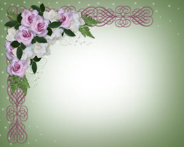 Wedding Invitation Roses and Gardenias — Stock Photo, Image