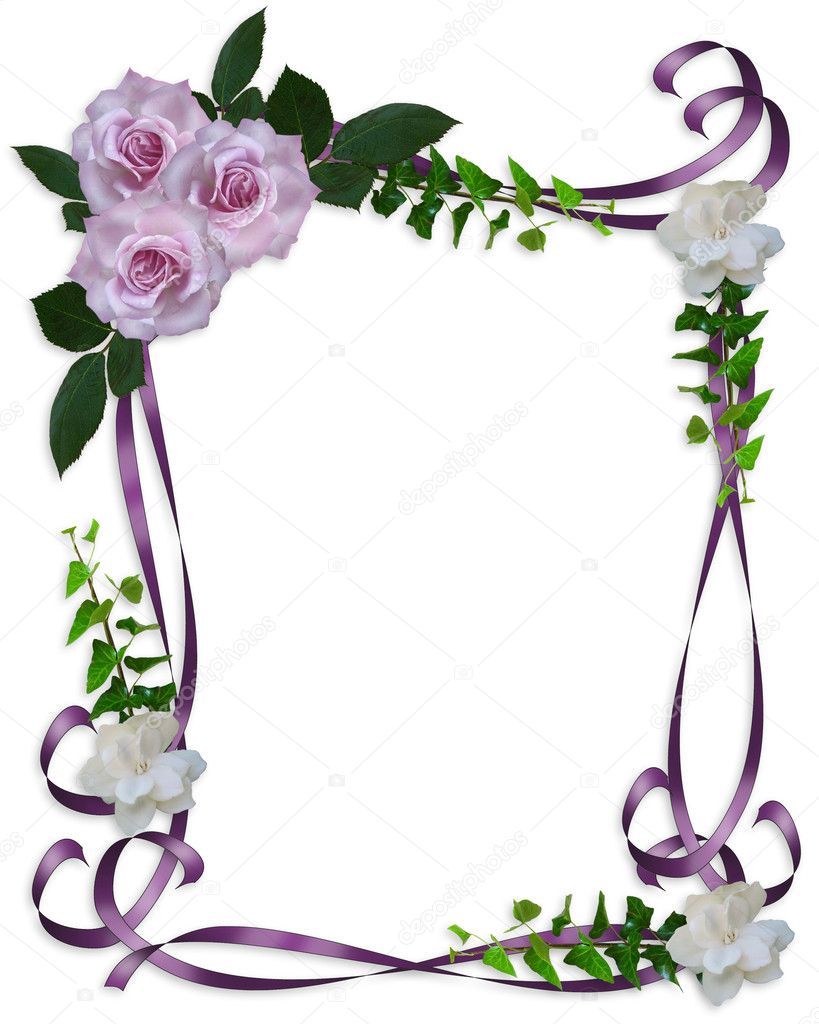 Lavender Roses Wedding Invitation border — Stock Photo © Irisangel #2235766