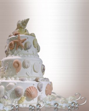 Wedding cake invitation seashells clipart