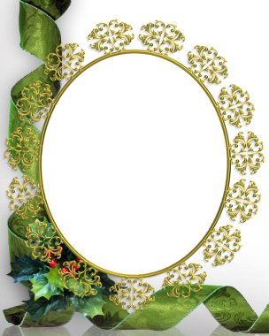 Christmas ribbons photo frame border clipart