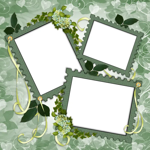 Floral grens scrapbook albumpagina — Stockfoto