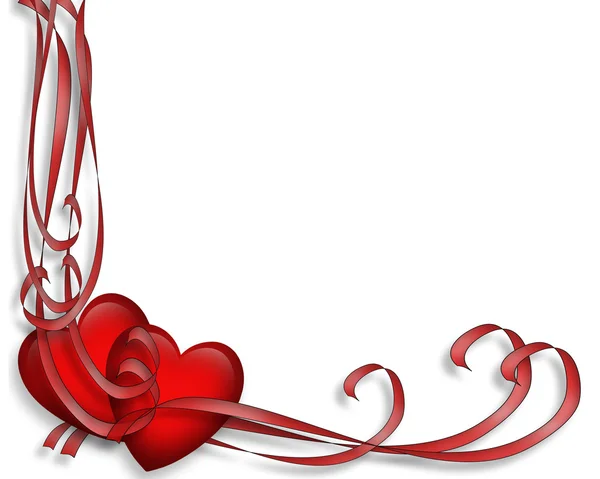 バレンタインの日の赤いハートの罫線 — ストック写真