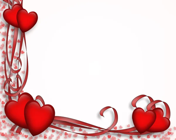 Dia dos Namorados Red Hearts Fronteira — Fotografia de Stock