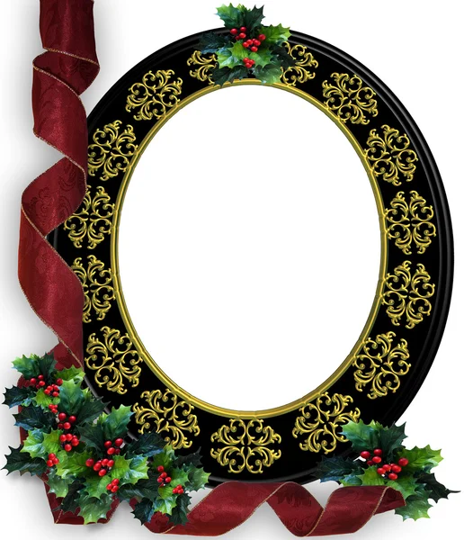 クリスマス リボンの写真フレームの枠線 — ストック写真