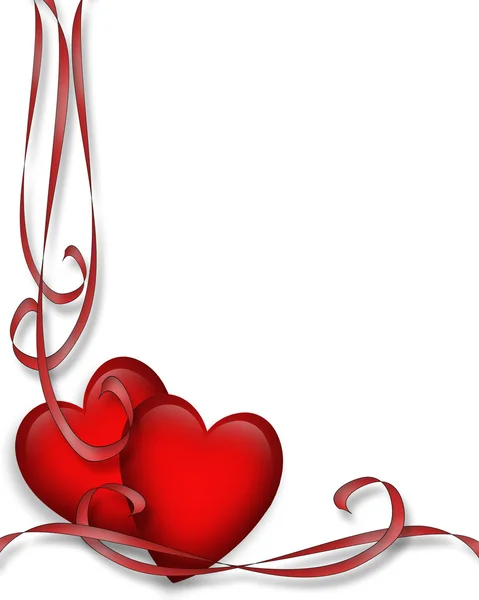 Valentines Day Red Hearts Border — Stock Photo, Image