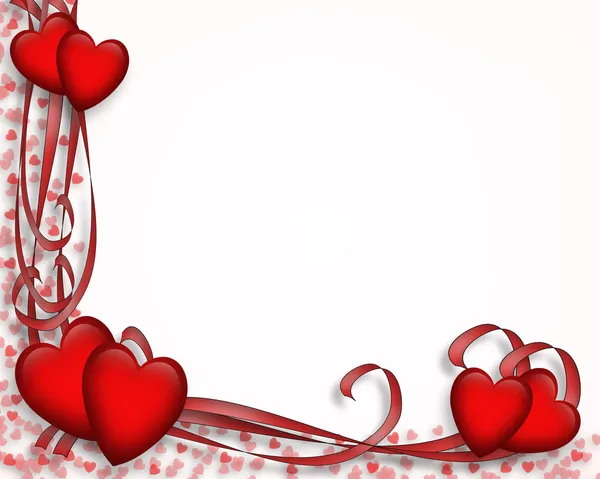 Día de San Valentín Corazones rojos Frontera — Foto de Stock