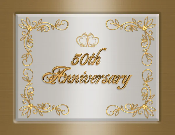 50th convites de aniversário de casamento dourado — Fotografia de Stock