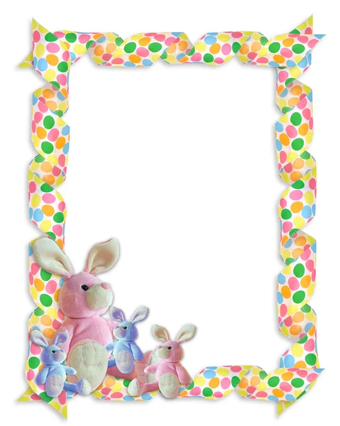 Easter Border ribbons bunnies — Stock Photo, Image