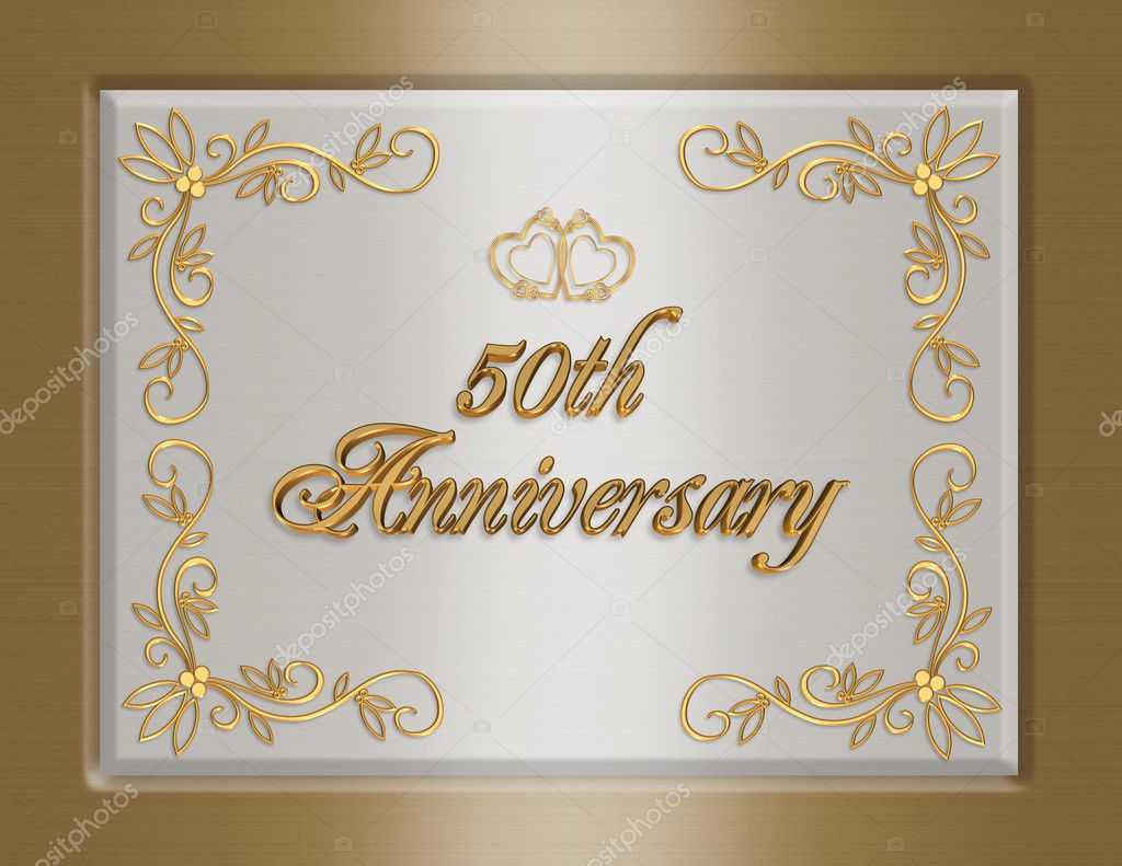 50th golden Wedding Anniversary invitati — Stock Photo 