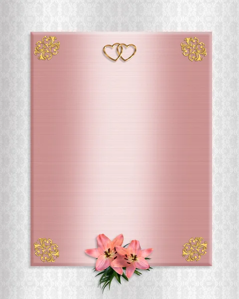 Bröllop inbjudan rosa satin liljor — Stockfoto