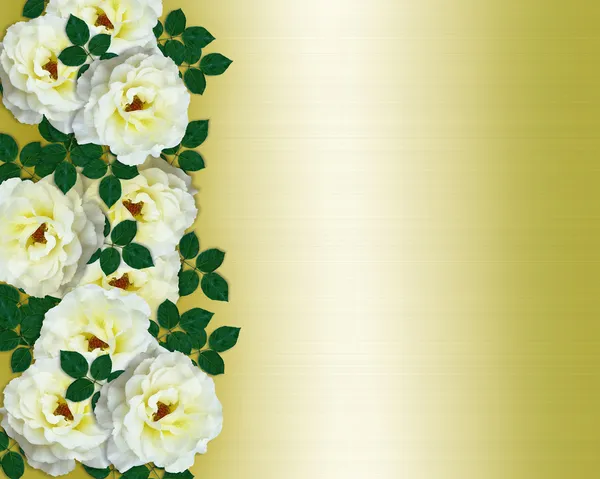 Πρόσκληση γάμου λευκό τριαντάφυλλα κίτρινο ΑΕ — Φωτογραφία Αρχείου