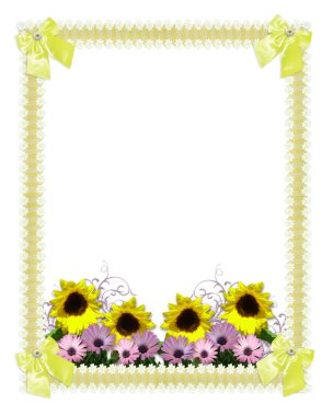 Floral border springtime sunflowers clipart