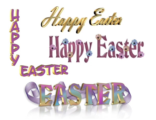 Feliz Pascua texto 3D conjunto de 4 — Foto de Stock