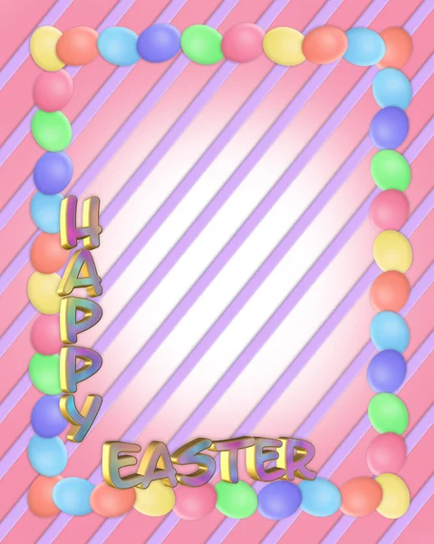 Easter Border eggs 3D text — Stock Photo, Image