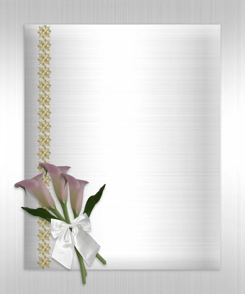 Wedding invitation call lilies white sat — Stock Photo, Image
