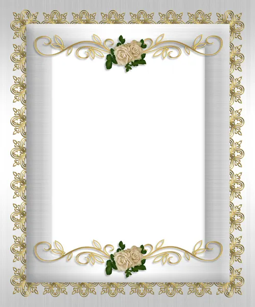 Официальное приглашение белые атласные розы — стоковое фото