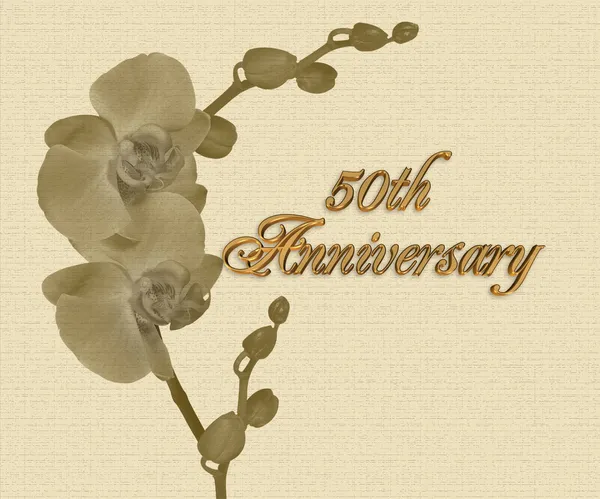 50th Anniversary orchids invitation — Stock Photo, Image