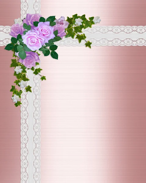 Rosas rosadas de raso y encaje — Foto de Stock